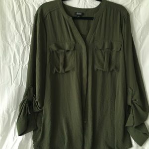 Army green button down